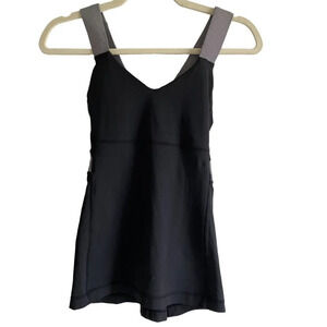 LULULEMON Vintage Black and Gray Push Your Limits  Striped Tank Size 6